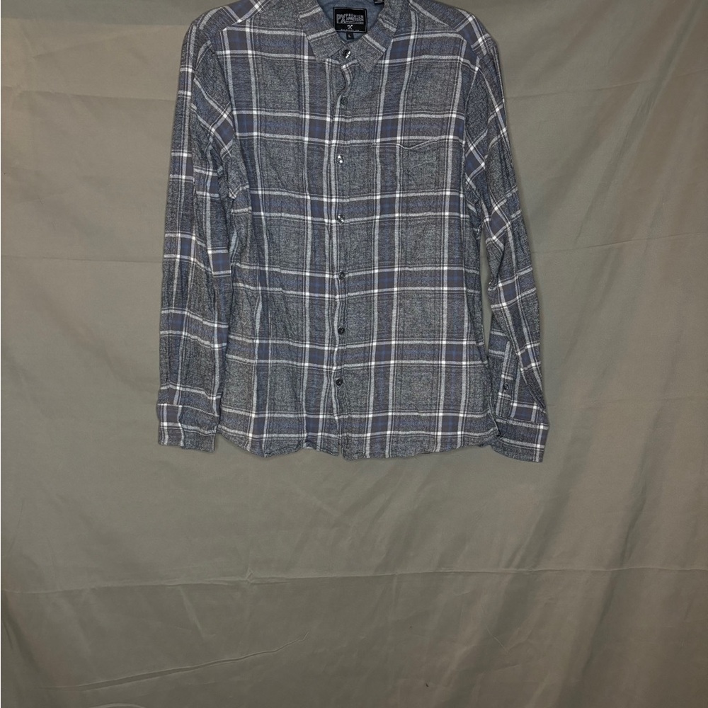 Gray Plaid Button-Up Shirt